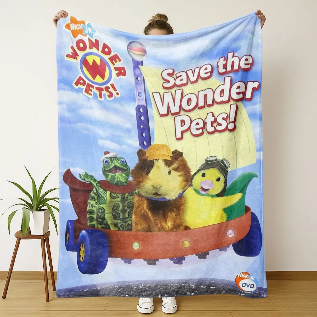 Wonder Pets Save the Wonder Pets Throw Blanket, Blue Cartoon Animal Flannel, Soft Cozy Nick Jr Movie Blanket for Sofa Bed Gift