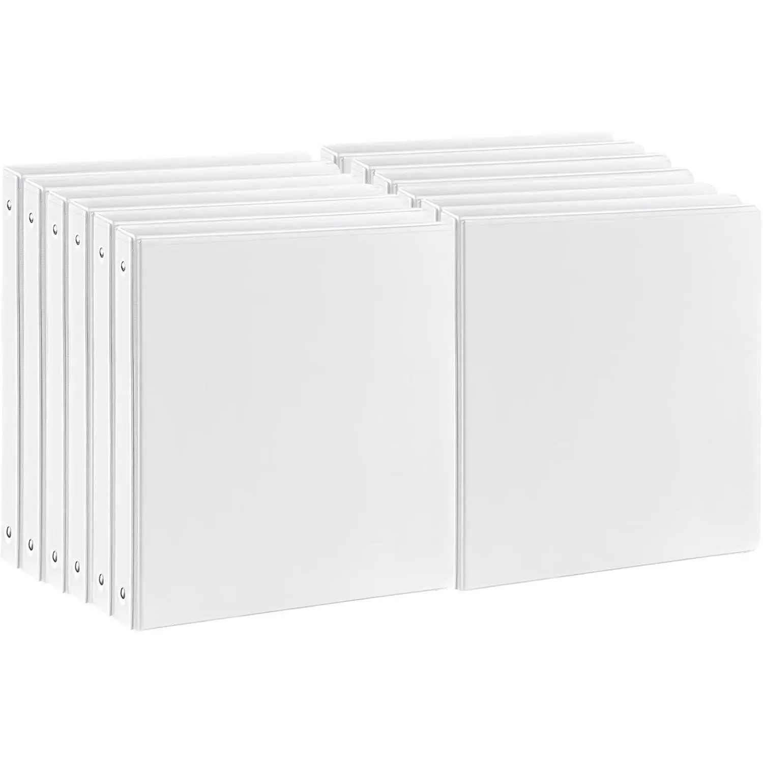 Durable 1 Inch 3-Ring Binder, 1" Round Ring Binder with 2 Inside Pockets, PVC-Free Clear View Cover, Holds 8.5'' x 11'' Paper for Office School Home, 12 Pack White