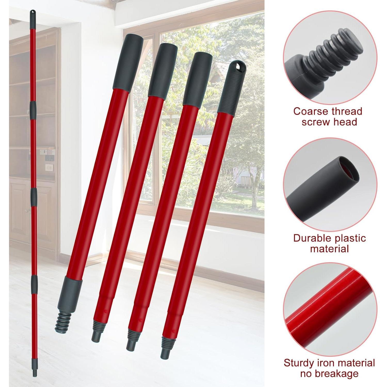 Mop Handle Replacement for Ocedar 4 Section Spin Mop Handle Compatible with Ocedar Spin Mop Refills and Brooms, 30" to 58" Mop Stick for Cedar Floor Cleaning,  Threaded Joint