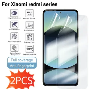 2-Pack Hydrogel FilmCompatible with Xiaomi Redmi 10/10 5G/10C/10A/10X 4G/10X 5G/10X Pro 5G/11/11A/12/12 5G/12C/13/13 5G/13C/13C 4G/13C 5G/13R/14C 4G/14R/9/9A/9C/9T/9i/8/8A/8A Pro, full-screen coverage flexible soft film, scratch-resistant and fingerprin