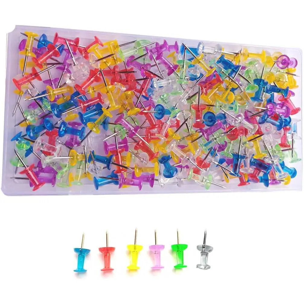 200 count Push Pins,Bulletin Board Cork Thumb Tacks, Colors