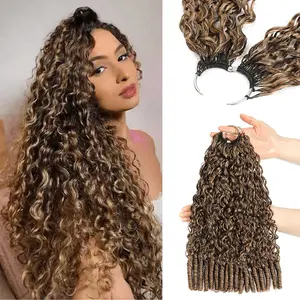 Rhiso P4/27 Ash Blonde Highlight Burmese Curly Crochet Hair Machine Made Feather Human Hair Extension