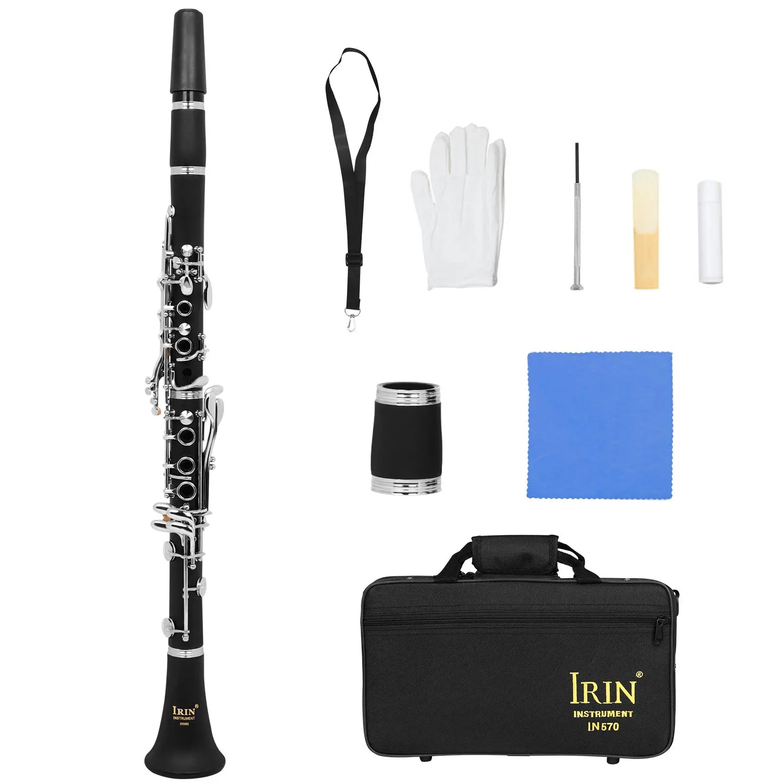 Bb Clarinet, 1 Set 17 Key Clarinet with Accessories, Professional Woodwind Instrument for Beginners & Students, Musical Instrument for Birthday Gift