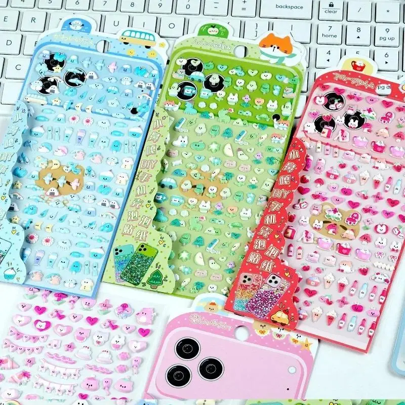 Puffy Bubble Stickers Cute Cartoon Decals for Phone Case Kawaii Sticker for Kids Journaling Scrapbooking Sticker for Photocard