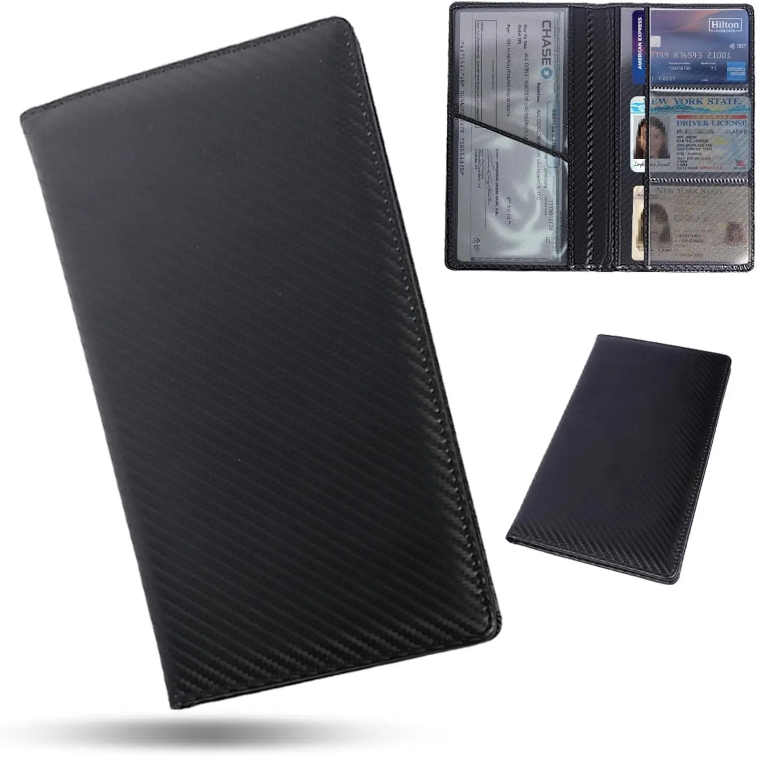 Car Registration and Insurance Holder - Car Card Holder with Magnetic Shut, Glove Box Organizer for Documents, Cards, License (Black)