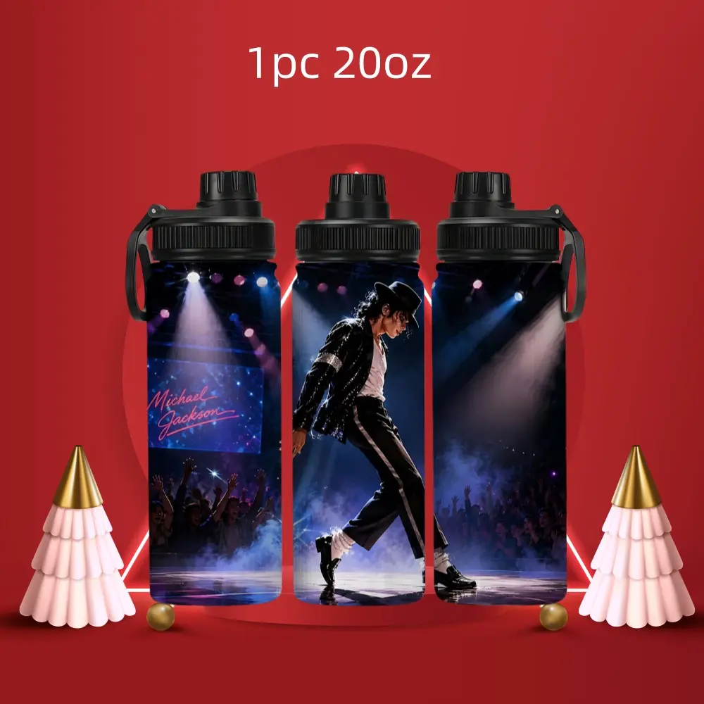 1pc Michael Jackson Live Concert Stage Print Stainless Steel Water Bottle, 20oz/30oz/32oz, Reusable Thermal Travel Tumbler for Fans