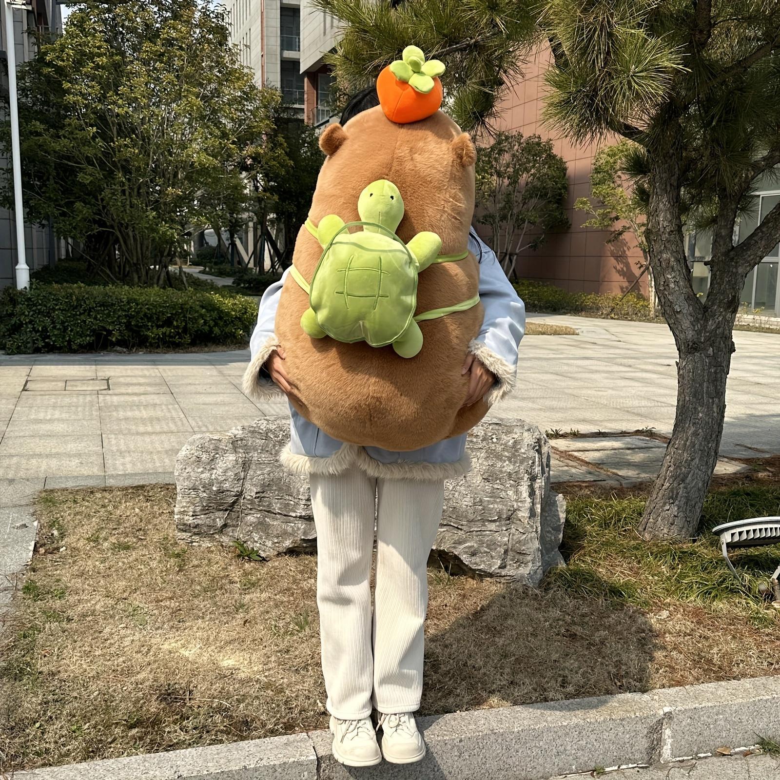 Capybara Plush Toy, Adorable Simulation Plush Toy, Cute Soft Stuffed Animal With Turtle Backpack, Birthday Gift For Boys And Girls