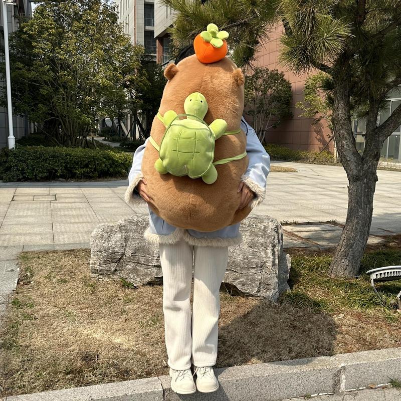 Capybara Plush Toy, Adorable Simulation Plush Toy, Cute Soft Stuffed Animal With Turtle Backpack, Birthday Gift For Boys And Girls