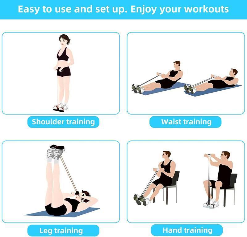 2026 New 4-Tube Unisex Multi-Function Tension Rope with Handles Home Gym Sit-Up & Tummy Training Fitness Equipment TikTokShop