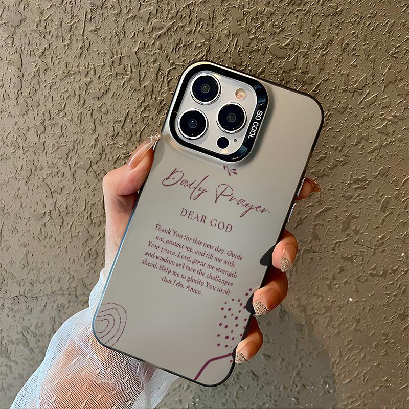 Compatible with iPhone 17 16 Pro Max 15 Plus 14 13 12 11 Air X XR Daily Prayer Christian Quote Aesthetic Pattern Durable shockproof Anti-Scratch PC Protective case.QXD701.designer,case Cover Protection