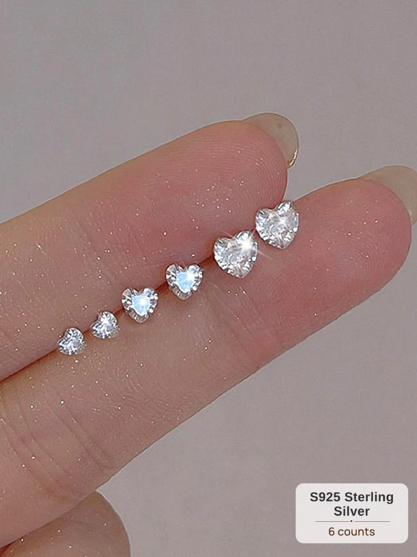 3 Pairs Waterproof S925 Sterling Silver Stud Earrings Set, Non-Tarnish Hypoallergenic Y2K Bling Rhinestone Accessories, Tarnish Free Classic Minimalist Sparkly CZ Heart Casual Vacation Hoop Drop Jewelry Trendy Gift for Her Women