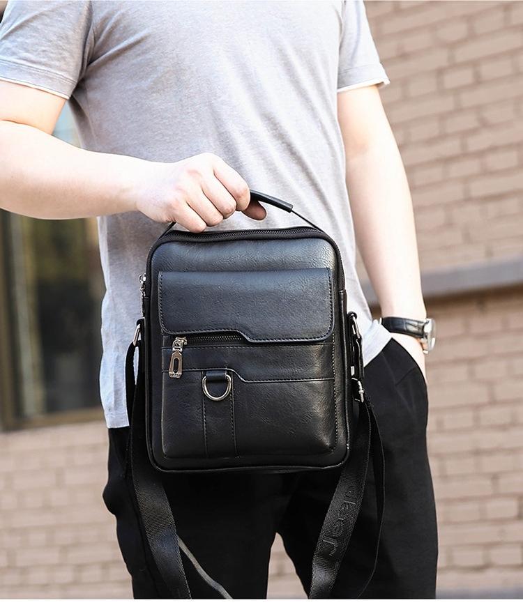 Men's Crossbody Bag, Portable Shoulder, Handheld, Casual Business, Holiday Gift, Large Capacity, Multi-compartment, with Handle and Adjustable Shoulder Strap