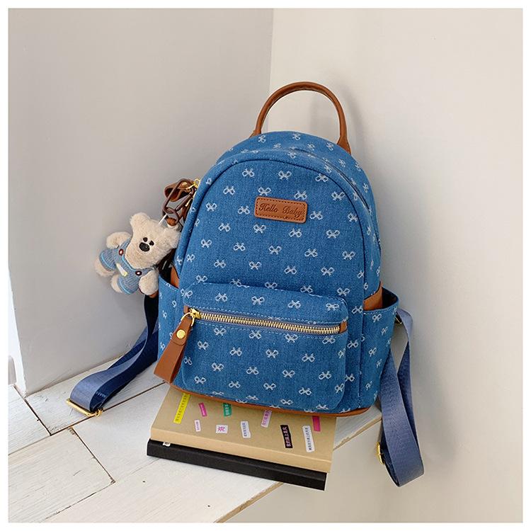 Korean-style fashionable trendy women's backpack, stylish and cute with a bow, student schoolbag, 2026 new model, cross-border women's bag