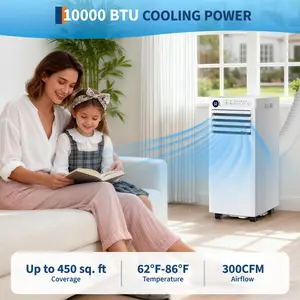 【Garvee】Garvee Powerful 10000 BTU Portable Air Conditioner - 3-in-1 AC Unit with Cooling, Dehumidifier & Fan - LED Display, Remote, 24H Timer, Easy Install Window Kit - Cools Up to 560 Sq.Ft - Ideal for Home, Bedroom, Office, Dorm