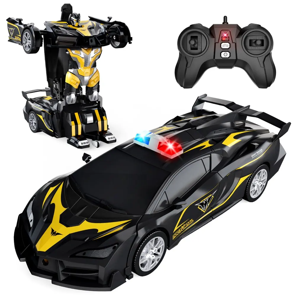 Batman Transforming RC Car, 1:18 Scale Remote Control Toy, 2.4GHz Police Car, 360° Rotation, Robot Transformation, Ideal Gift for Kids, Transformer Car