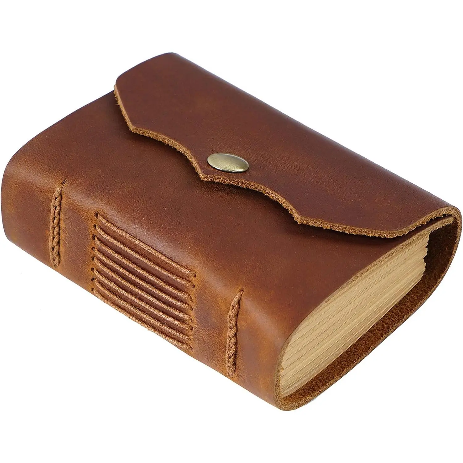 Leather Pocket Notebook, 4.3X3   Journal Writing Sketchbook, Unlined 320 Page  Paper Small  Bound Leather Notepad, Easy to Carry,  for Men, Women, Travel
