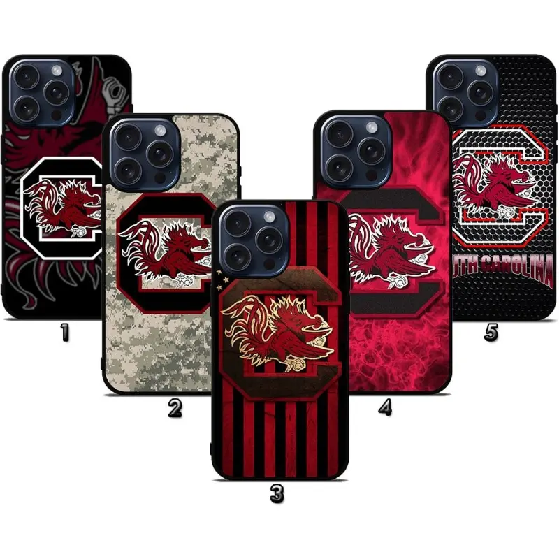 K--Keyscaper University of South Carolina Gamecocks sports-style phone cases, compatible with iPhone 11–17 Pro Max/Plus and Samsung Galaxy S23–S25 series.