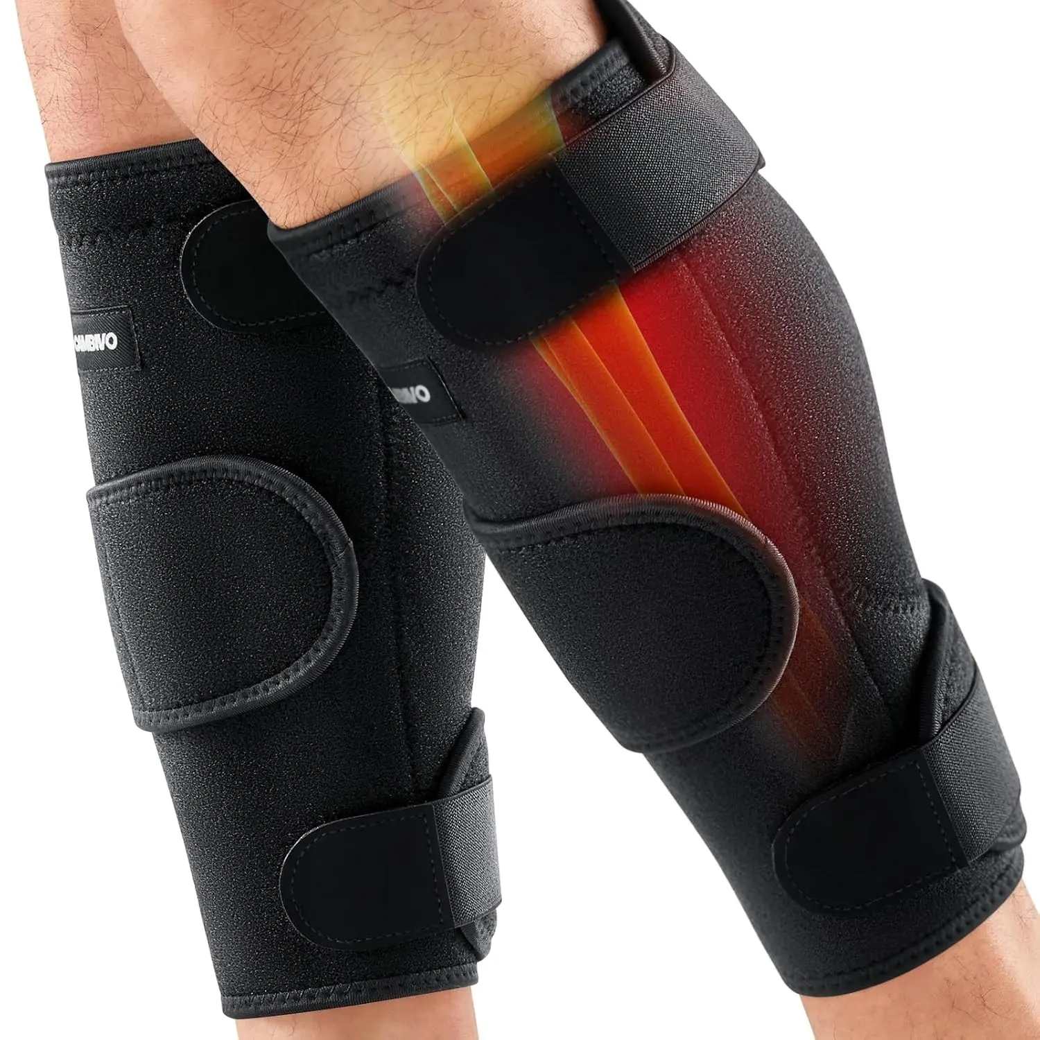 Calf Brace for Torn Calf Muscle - 2 Pack Adjustable Neoprene Compression Sleeve & Wrap Support for Shin Splints, Strain, Leg Pain Relief - Calf Compression Sleeve for Men & Women (Black, Large)