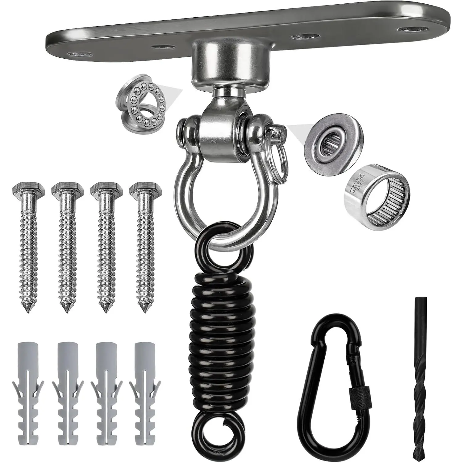 Heavy Bag Hanger Wall & Ceiling Mount, Heavy-Duty Stainless Steel Hook with 360° Swivel, 800LBS Capacity for Punching Bags, Yoga Swings & Hammocks, 800 Lbs Max, Cnc Cut Base, Heavy Training, Wall/Beam Mount