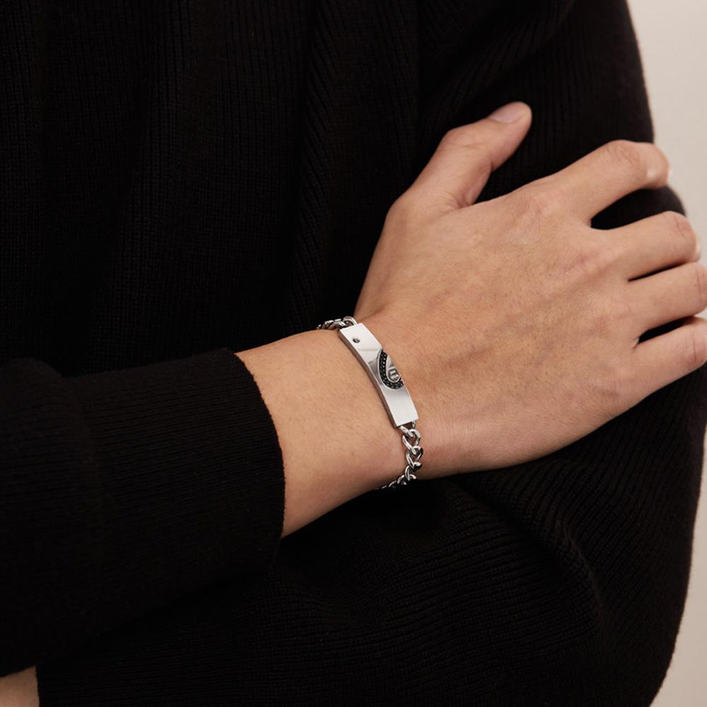 City Fashion Hip Hop Cuban Link Chain, Titanium Steel Couple Bracelets for Men & Women,2pcs His and Hers Couple Bracelets set