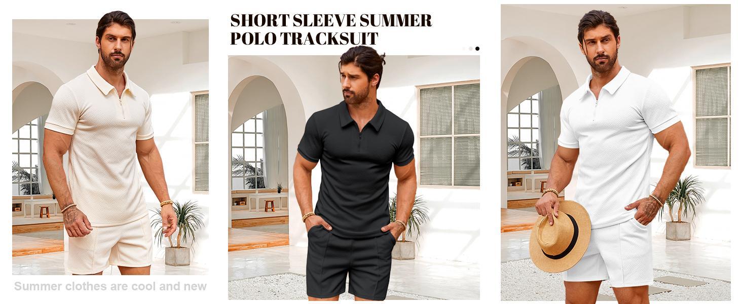 PASLTER Mens Polo Shirt and Shorts Sets Outfits 2 Piece Fashion Summer Tracksuits Casual Short Sleeve Set B1Y306 PASLTER Mens Polo Shirt and Shorts Sets Outfits 2 Piece Fashion Summer Tracksuits Casual Short Sleeve Set B1Y306