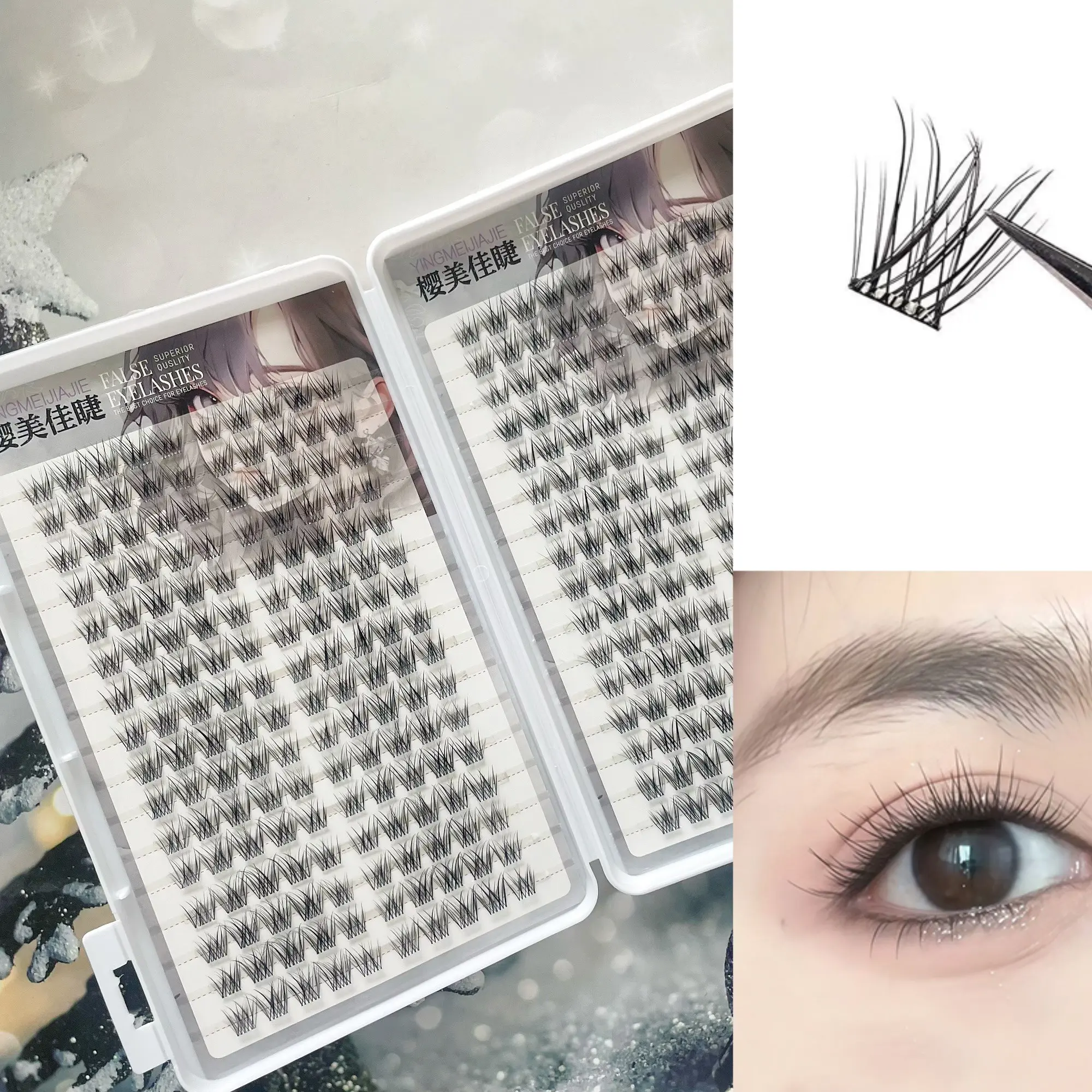 320 Individual False Lashes, Long Dense C Curl, Fluffy Style, Comfortable Wear, Beginner Friendly, Solid Form, No Flammable Liquid