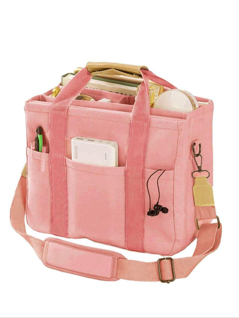 Solid Color/flower & Fruit & Heart Pattern Fabric Storage Tote Bag for Women, Summer 2024 Large Capacity Everything Tote Bag, Travel Essentials, Multiple Pocket Work Bag, Multipurpose Tote Organizer, Travel Essentials Carryall