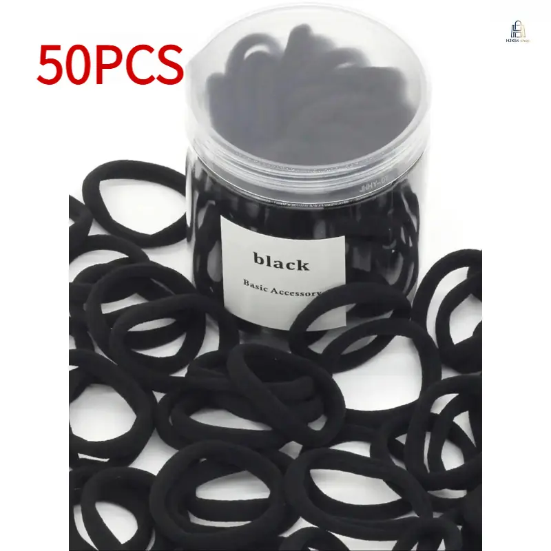 50 Pcs Plain Black Hair Scrunchies for Women, Minimalist Soft Non-Slip High-Stretch Elastics for Everyday Wear, Soft Hair, Daily, Female, One Size