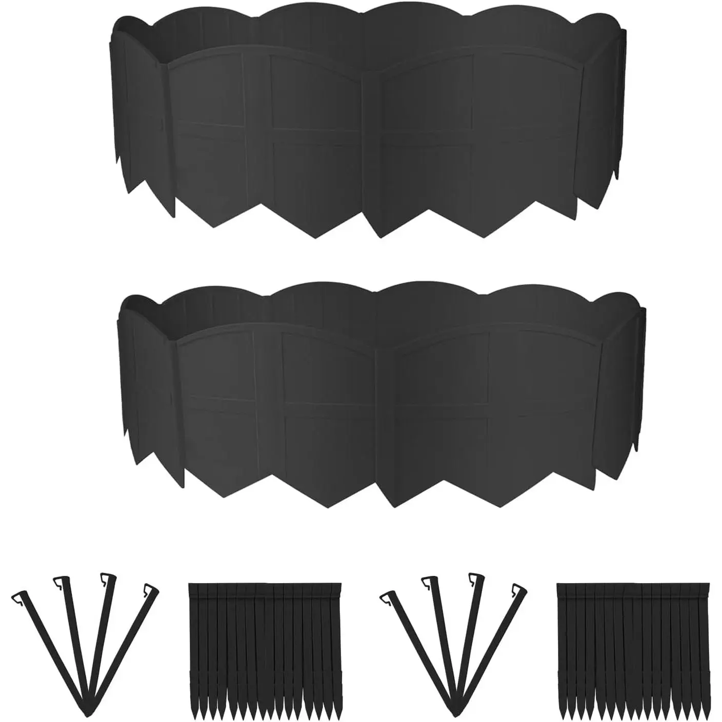 30Ft Landscape Edging Garden Edging Border Lawn Edging 30 count Landscape Edging Border with 30 count Stakes Kits Black Edging for Landscaping Decorative Garden, Flower Bed, Yard and Lawn