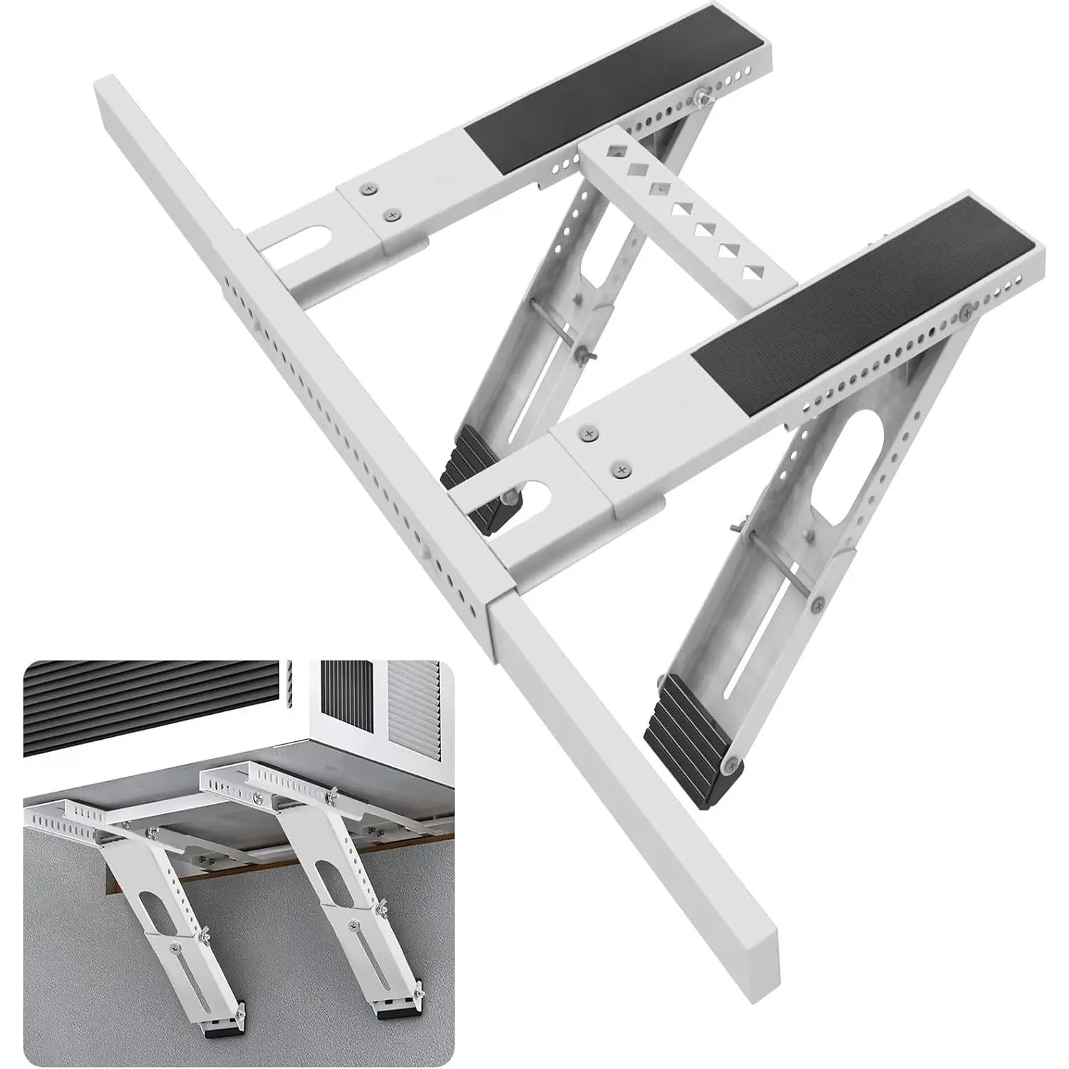 Universal Window Air Conditioner Support Bracket, No Drilling Heavy-Duty AC Mount Supports Up to 200 lbs for 5,000-24,000 BTU Units, Fits Single or Double Hung Windows
