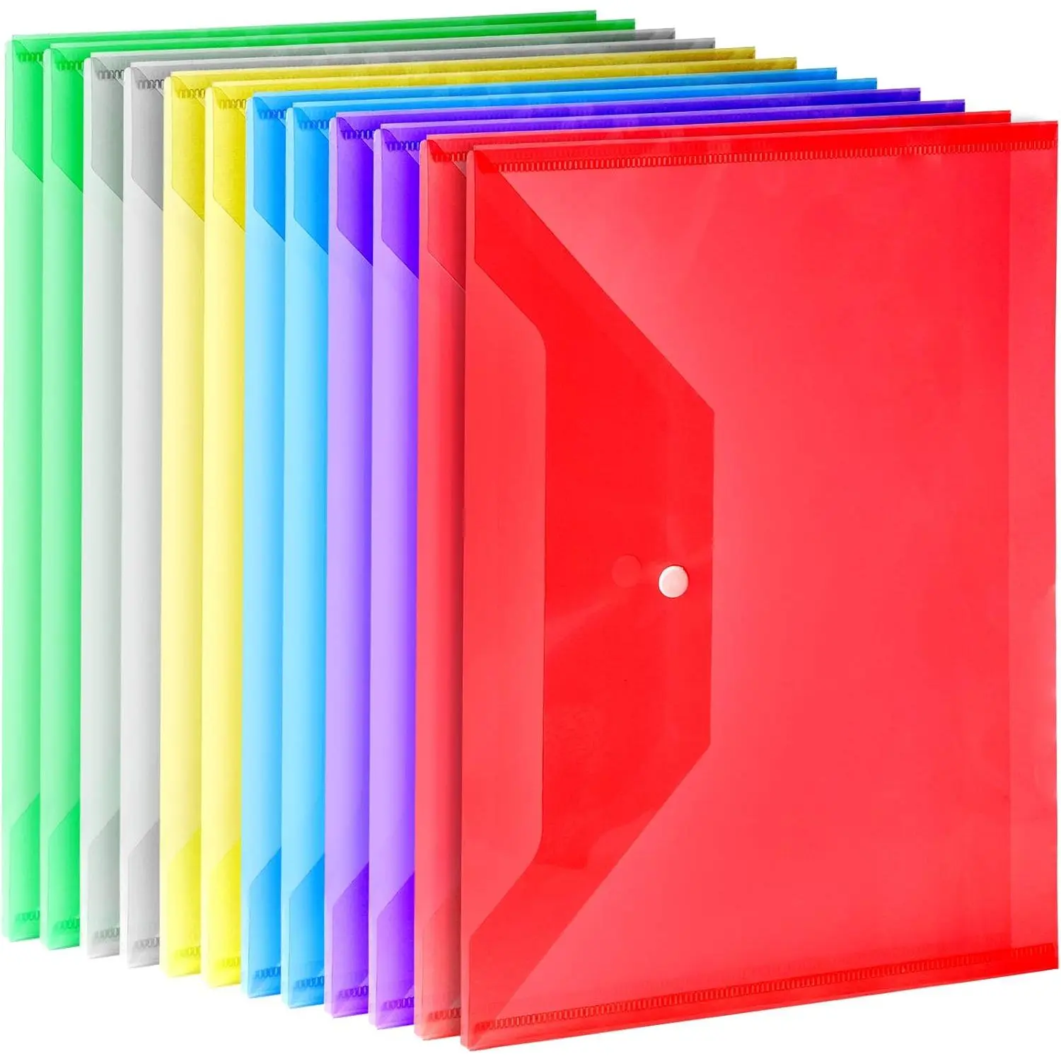 Plastic File Folders for Documents, 4 count File Folders, A4 Size Plastic Envelopes with Snap Closure, Clear Envelopes Pouches Folder Organizer Document Holder, Filing Envelopes
