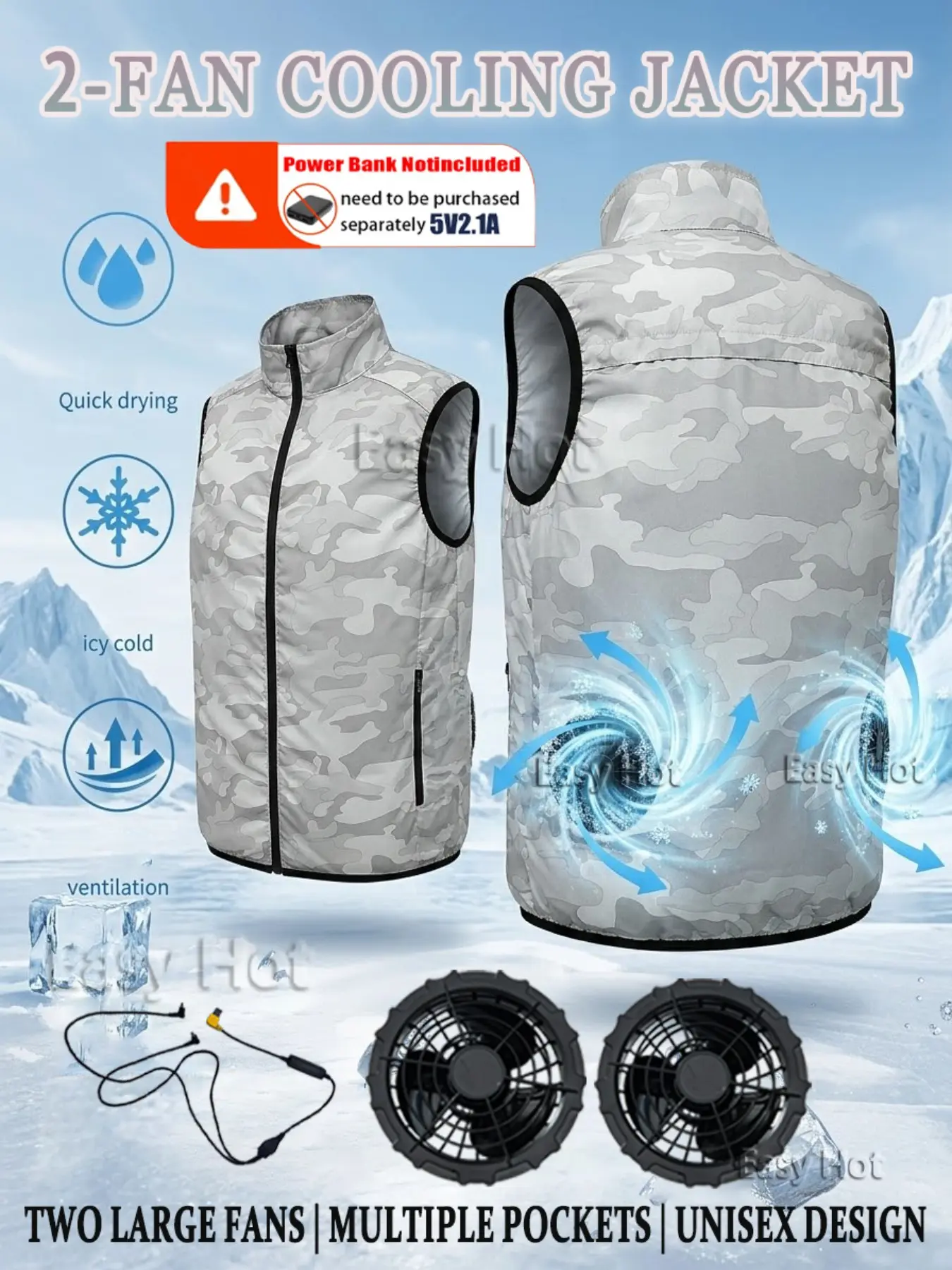USB Cooling Camouflage Vest for Outdoor Activities, Lightweight Breathable Fishing Top, Ideal for High-Temperature Work