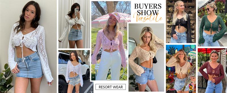 Saodimallsu Womens Crochet Crop Tops Tie Front Bell Long Sleeve Cardigan V Neck Lightweight Knit Shrug Sweaters