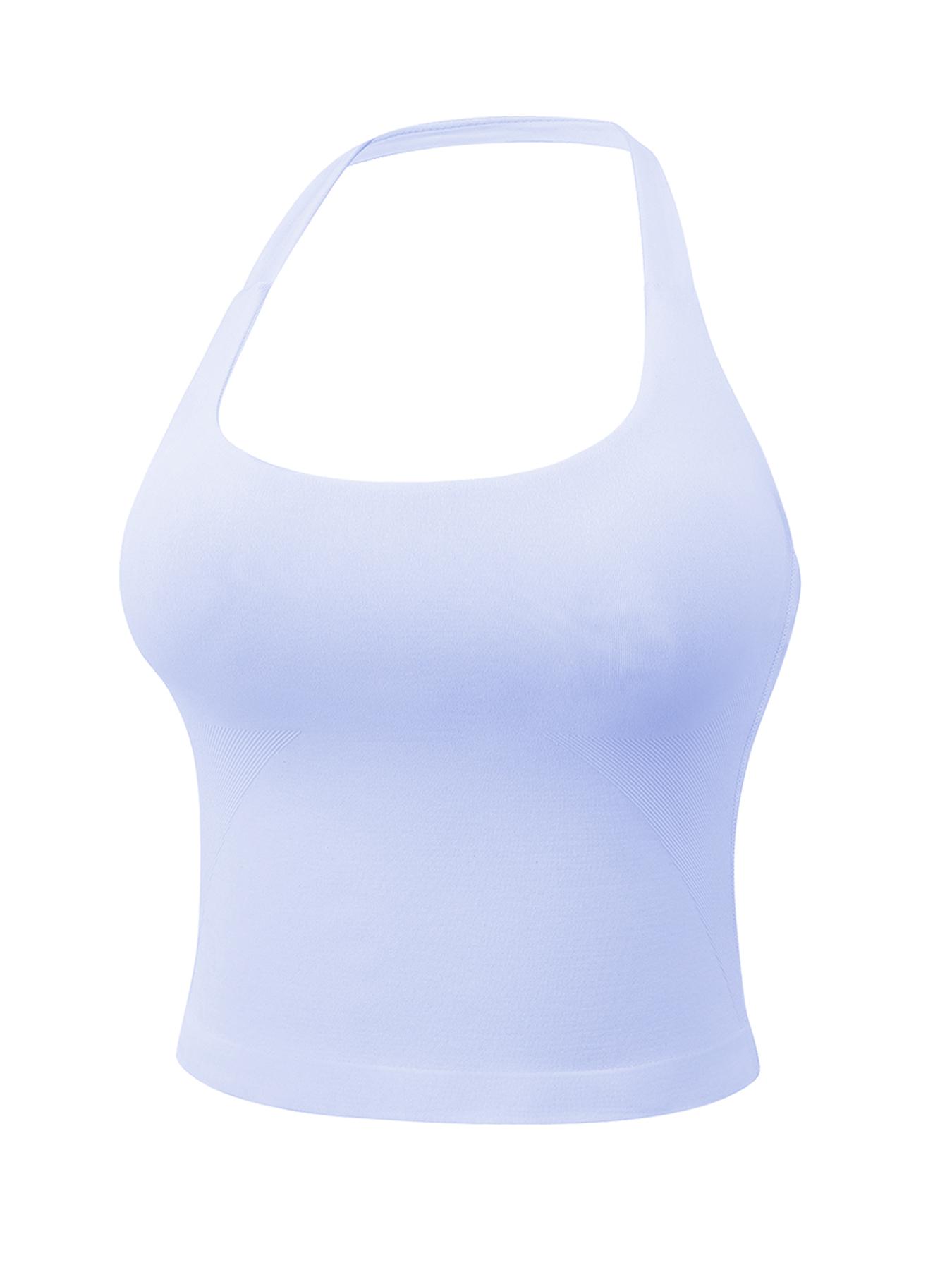 Women's Solid Removable Chest Pad Sports Tank Top, Casual Comfort and Durability Halter Neck Sports Top for Yoga Gym Workout, Ladies Sportswear for All Seasons