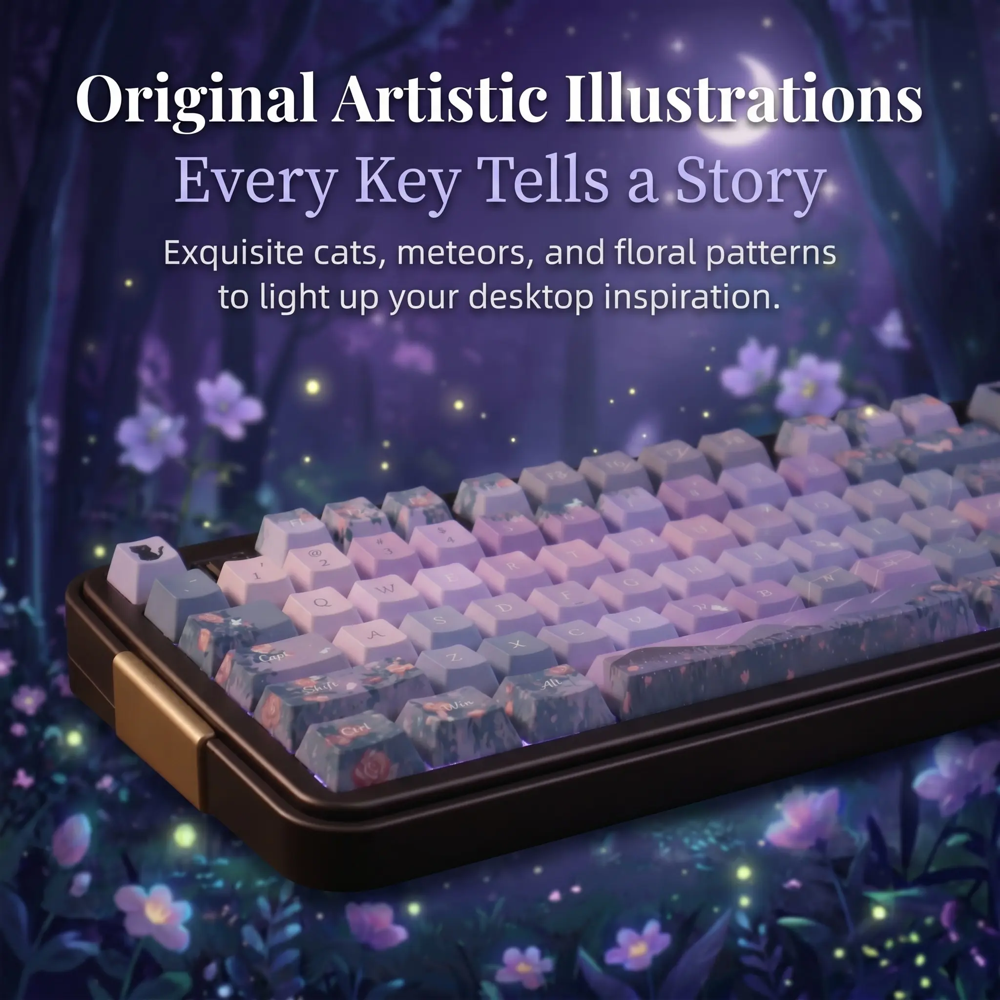 New Midsummer Theme Pbt Keycaps, Cherry High Profile Design, Five-Sided Heat Transfer Full Color, Durable Anti-Oil, High Aesthetic Mechanical Keyboard Keycaps
