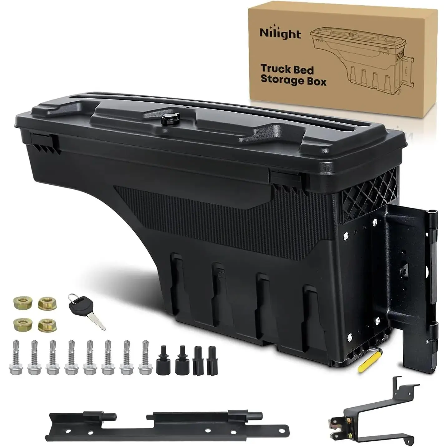 Truck Bed Tool Box Passenger Side Truck Tool Box Fit for Chevrolet Silverado 1500 GMC Sierra 1500 2019 2020 ABS Swing Case Truck Bed Storage Box with Lockable Lid Waterproof Wheel Well Toolbox