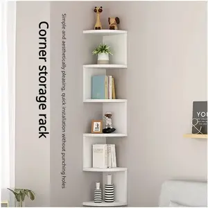 5-Tier Wall-Mounted Corner Shelf, Space-Saving Floating Storage Rack, Classic Acrylic, Bathroom, Living Room, Bedroom, Kitchen, Office