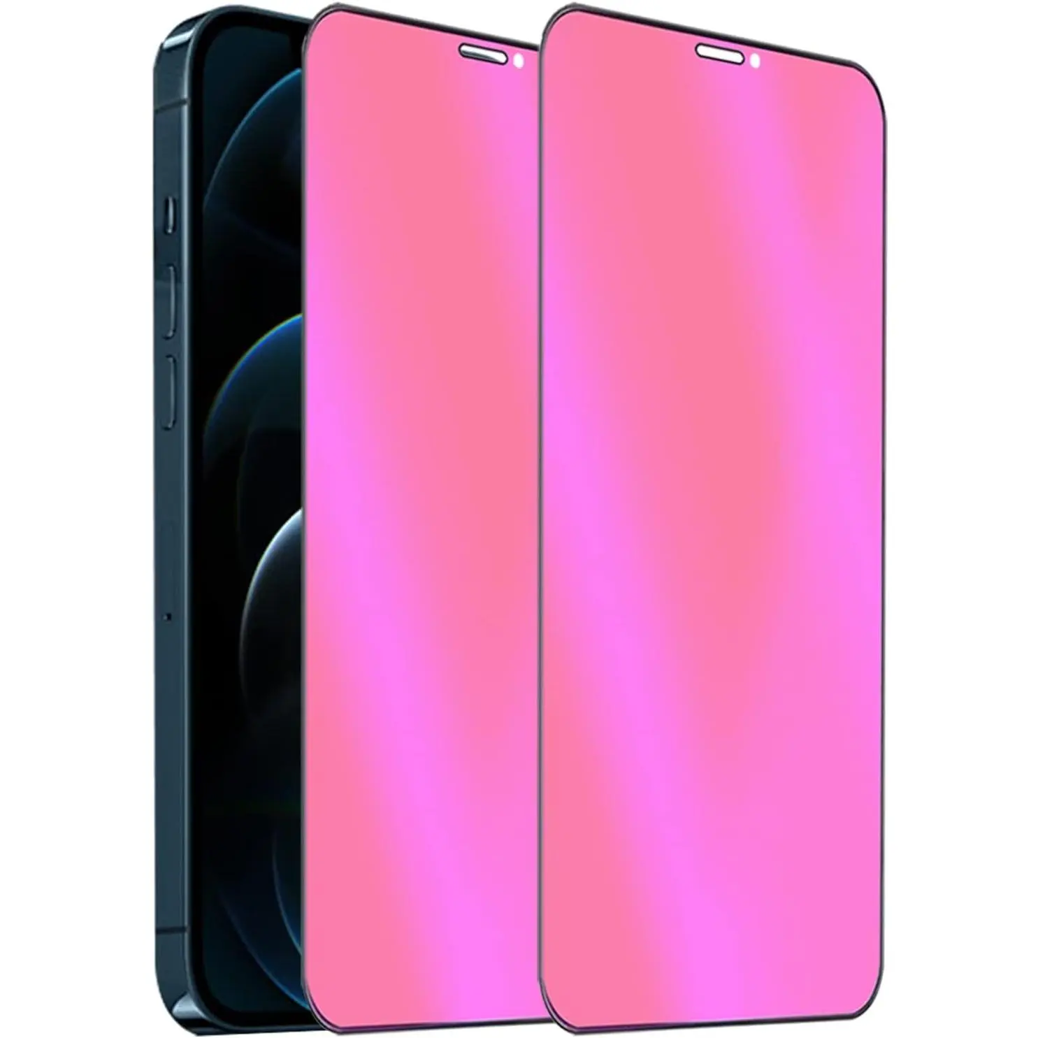 2 Pack Anti-Blue  Tempered Glass Suit for  12 Pro Max Mirror Anti-Spy Screen Protector Anti-Peeping Film Electroplated Gradient Colorful 9H Hardness Anti-scratch 6.7 inch