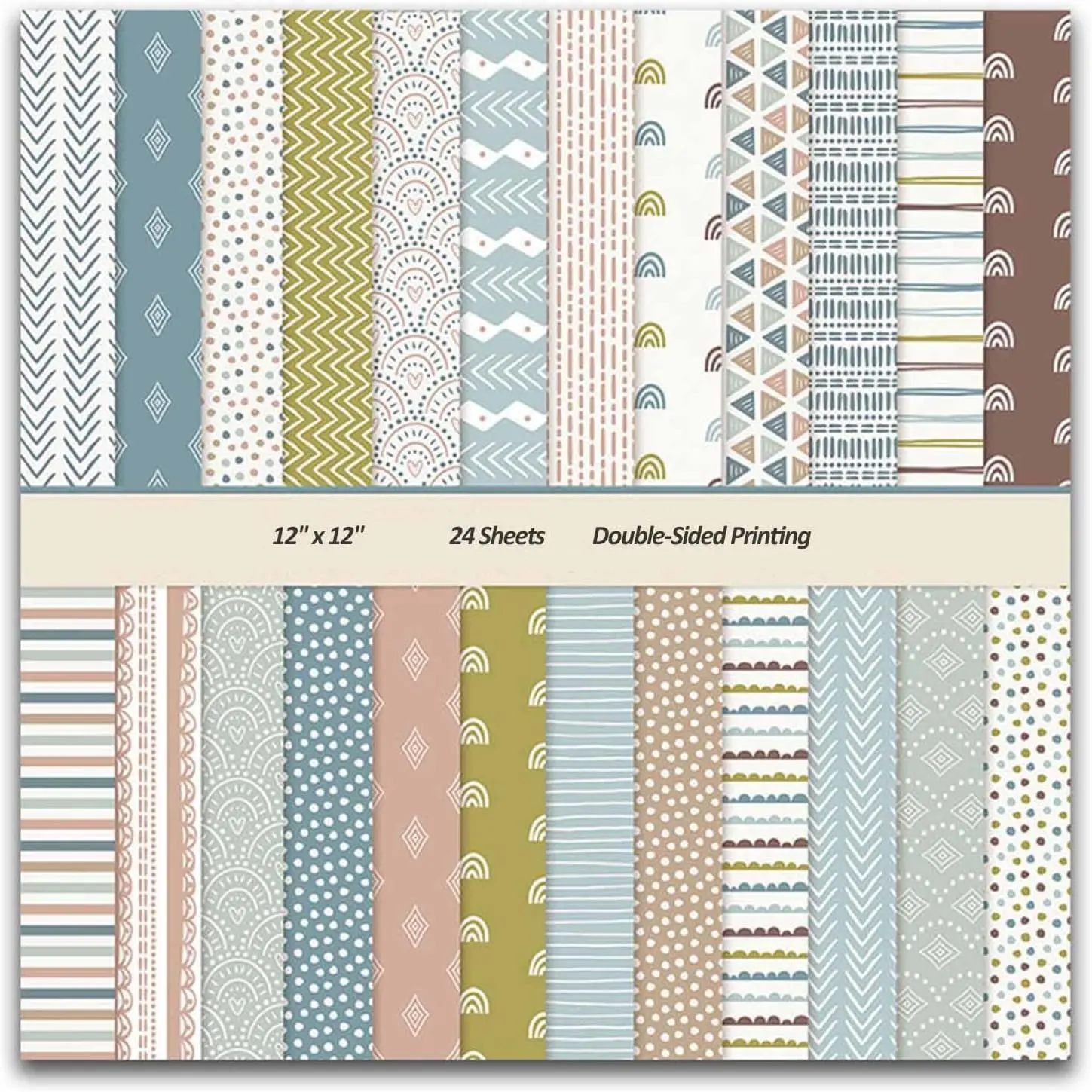 Scrapbook Paper Pads 12x12 Decorative Craft Paper,  24 Sheets Double-Sided  Cardstock Papers, Colored Patterned Papers Pack