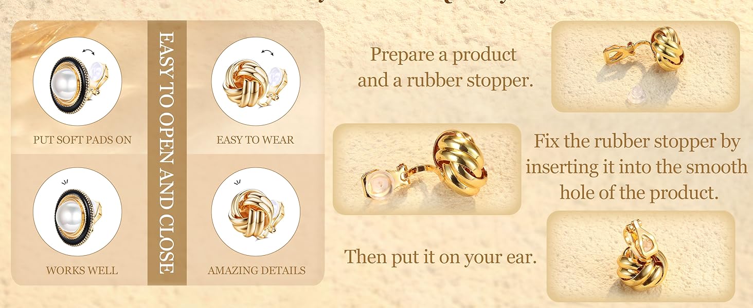 CASSIECA Comfortable Clip on Earrings for Women Sparklrd Crystal Clip Earrings CZ Cute Butterfly Flower Pearl Clip on Stud Earrings Non Piercing Jewelry