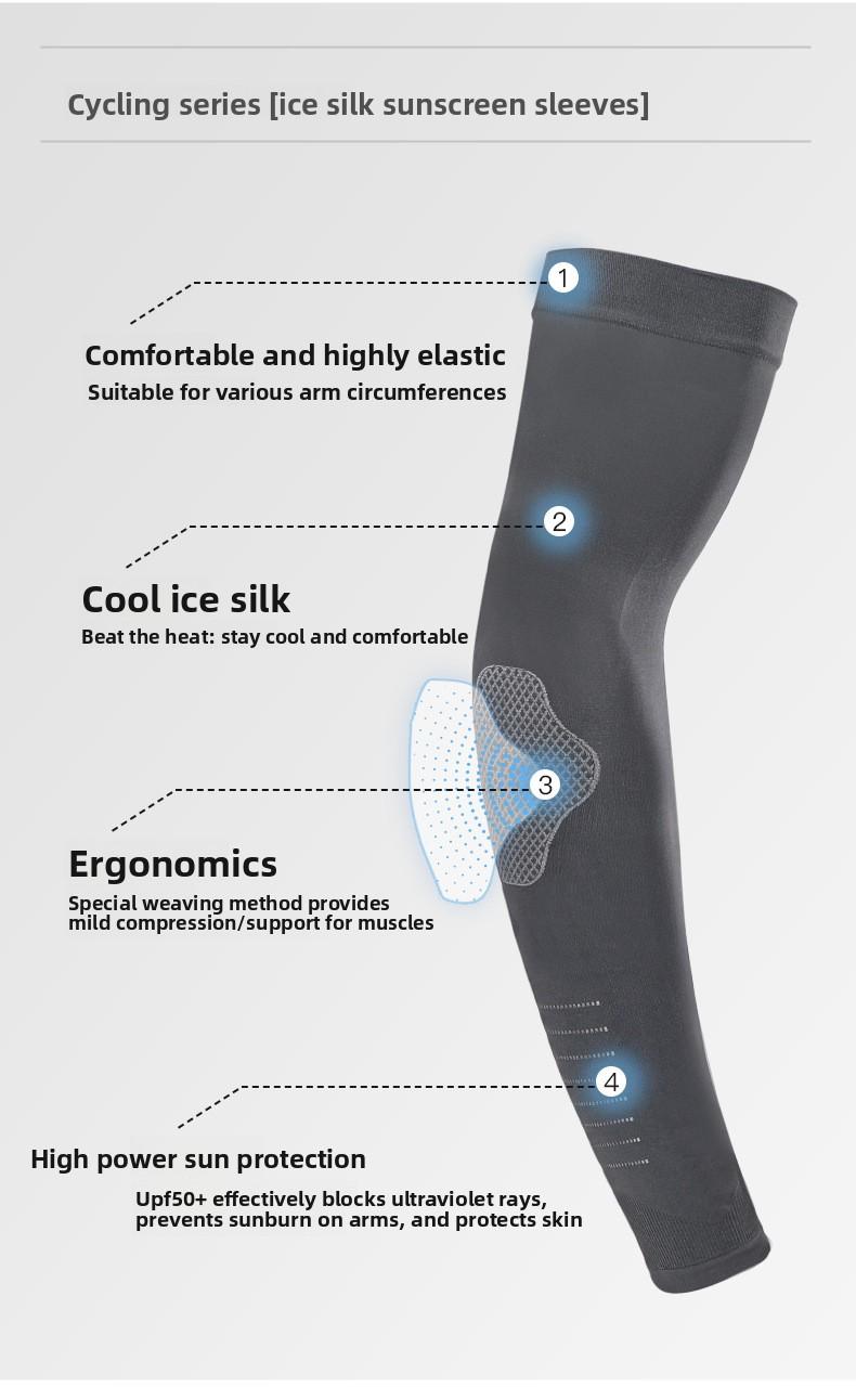 Ice Silk Sun Protection Sleeves for Men & Women Summer Outdoor Cycling Fitness Elastic Sleeves with Mesh-like Pattern for Comfort