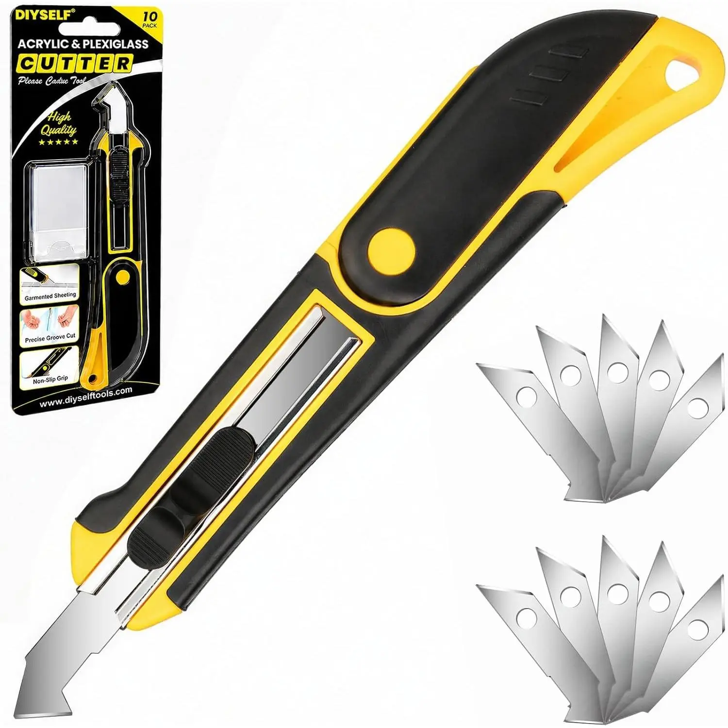 Professional Plexiglass Cutter, Acrylic Cutting Tool with 10 SK5 Blades