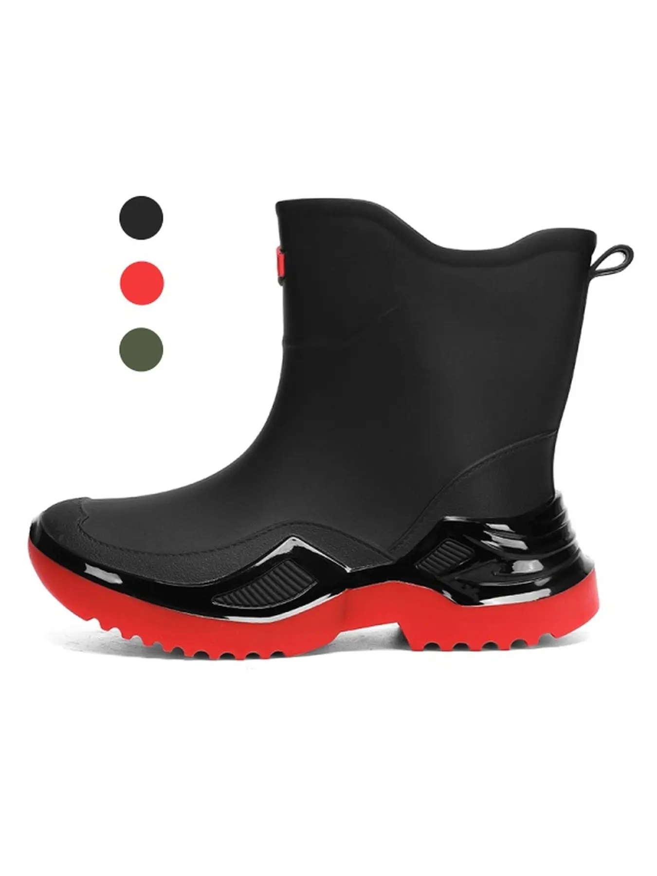 Men Mid Top Contrast Thick Sole Rain Boots Waterproof Non Slip Work Rubber Shoes For Outdoor Work Car Wash Operation Rainy Travel