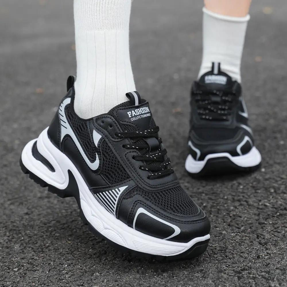 Womens 90s Retro Chunky Dad Sneakers, Breathable Mesh, Casual Streetwear Shoes