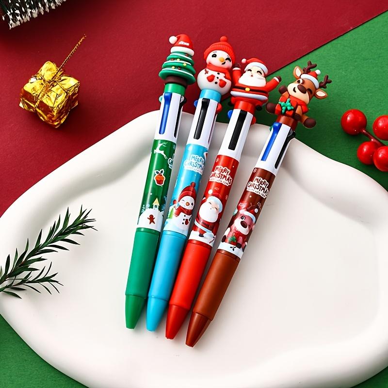 Christmas Ballpoint Pens Set, 4-Color Design with Santa Claus & Reindeer Patterns, Perfect Gift for Holiday Celebrations Christmas Ballpoint Pens Set, 4-Color Design with Santa Claus & Reindeer Patterns, Perfect Gift for Holiday Celebrations