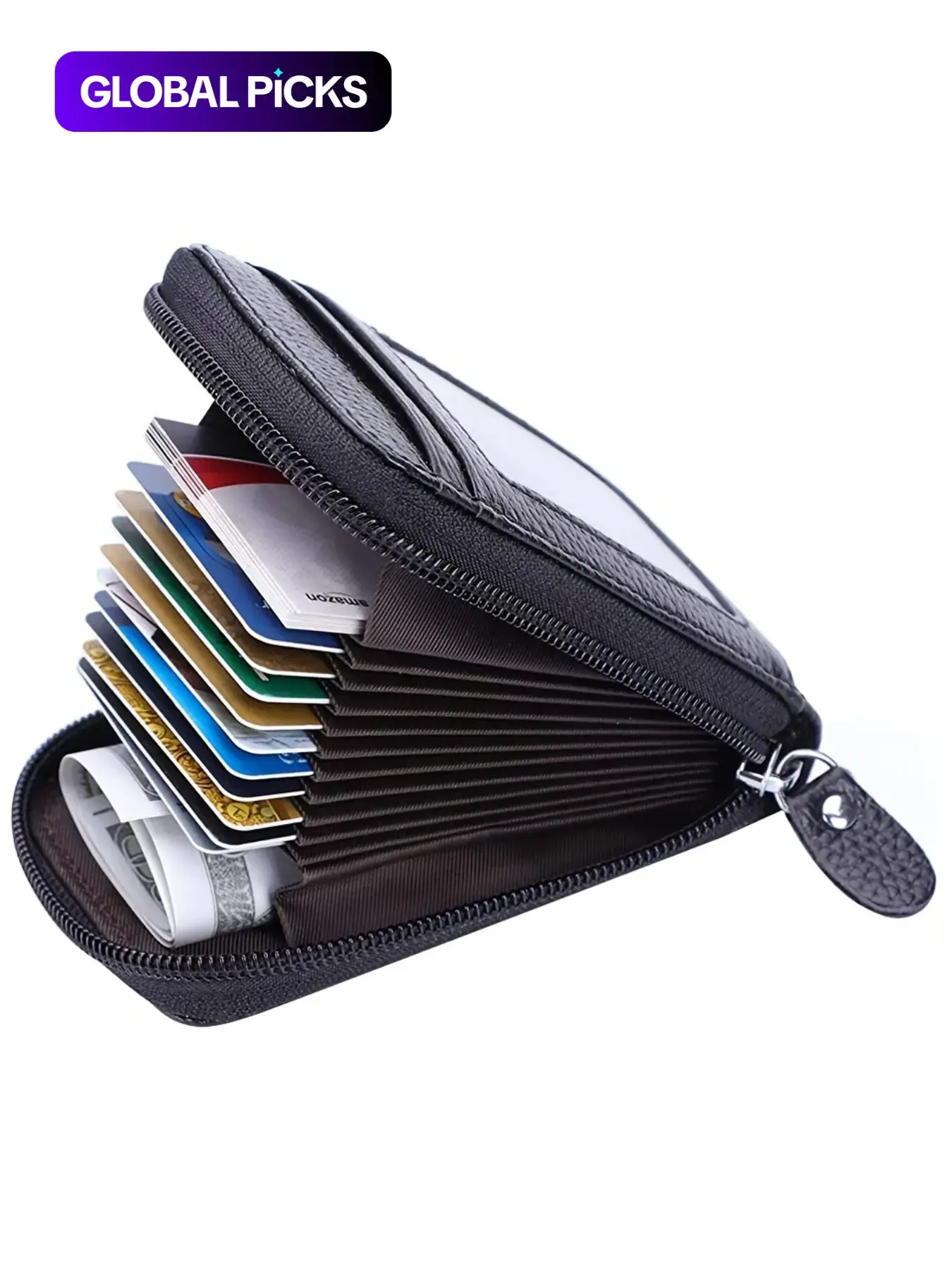 National Day Offers Men's Business Style with Card Slots, Black Plain Credit Card Holder with Zipper, Casual Trendy Wallet for Work & Daily Use, Business Wallets, Zipper Wallet Design #GLOBAL PICKS