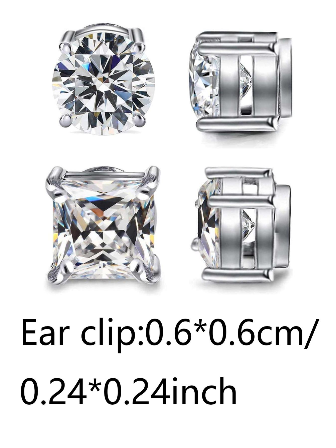 4pcs Simple Style Copper Zircon Ear Cuffs, Magnetic Design Unisex Jewelry Gift, Casual All-Season Accessory for Daily Wear Ear Studs