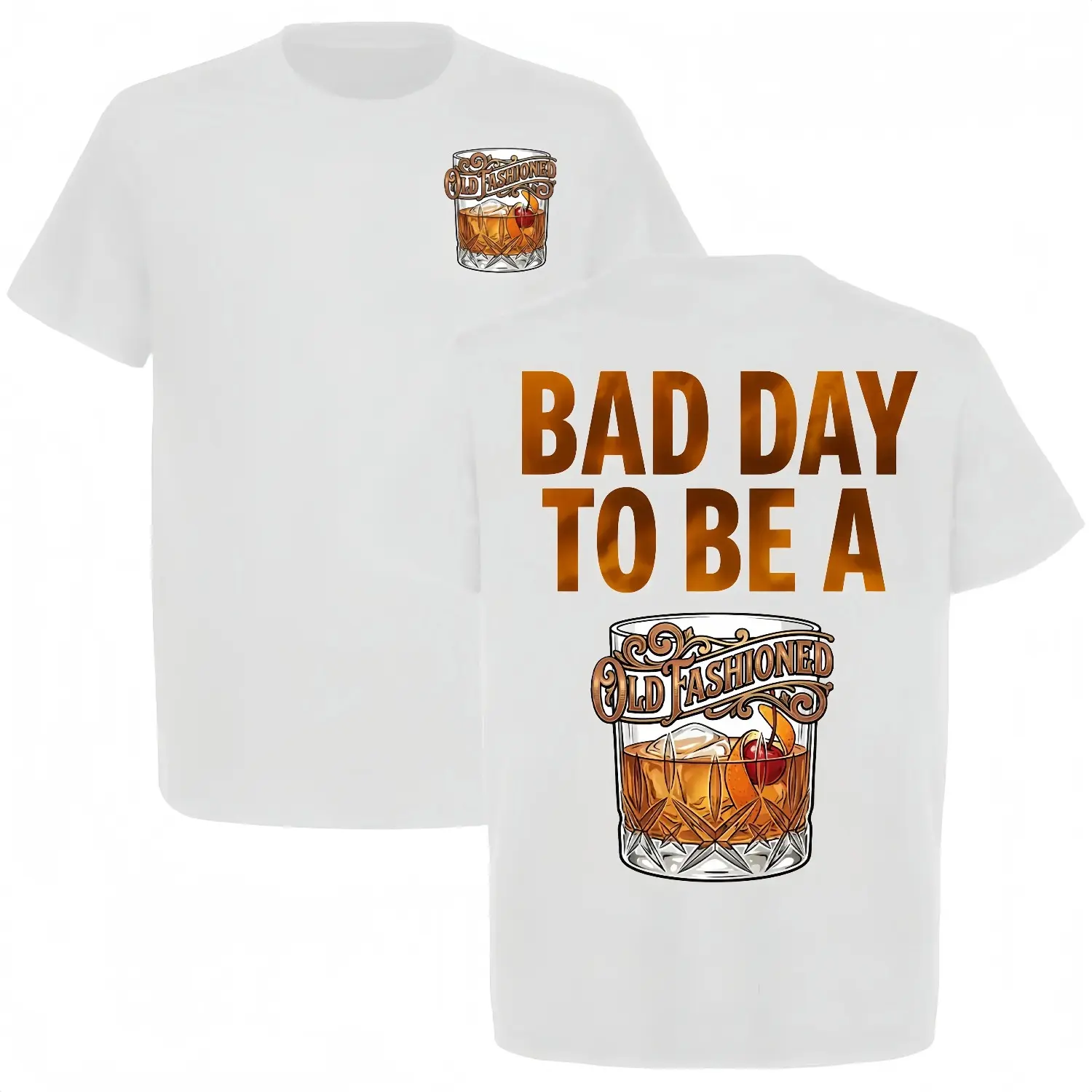 Unisex Vintage Cocktail Graphic T-Shirt, Casual 100% Cotton Short-Sleeve Tee for Bourbon Lovers and Bartenders, Shortsleeve, Fabric, Menswear, Clothes, Breathable Print, Micro Elastic, Vintage Graphic, Tshirt, Pure Cotton, Fashion Apparel