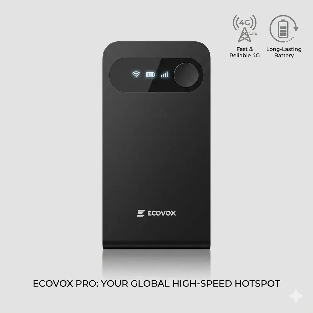 [ECOVOX]WIFI 4G LTE Portable WiFi Hotspot – Pay-As-You-Go Wireless Internet, No SIM Card or Contract Needed, Auto Network Switching, Free 1GB Local Data for Travel, Camping & Outdoor Use airport rv tinder date rescue Mobile Router global coverage