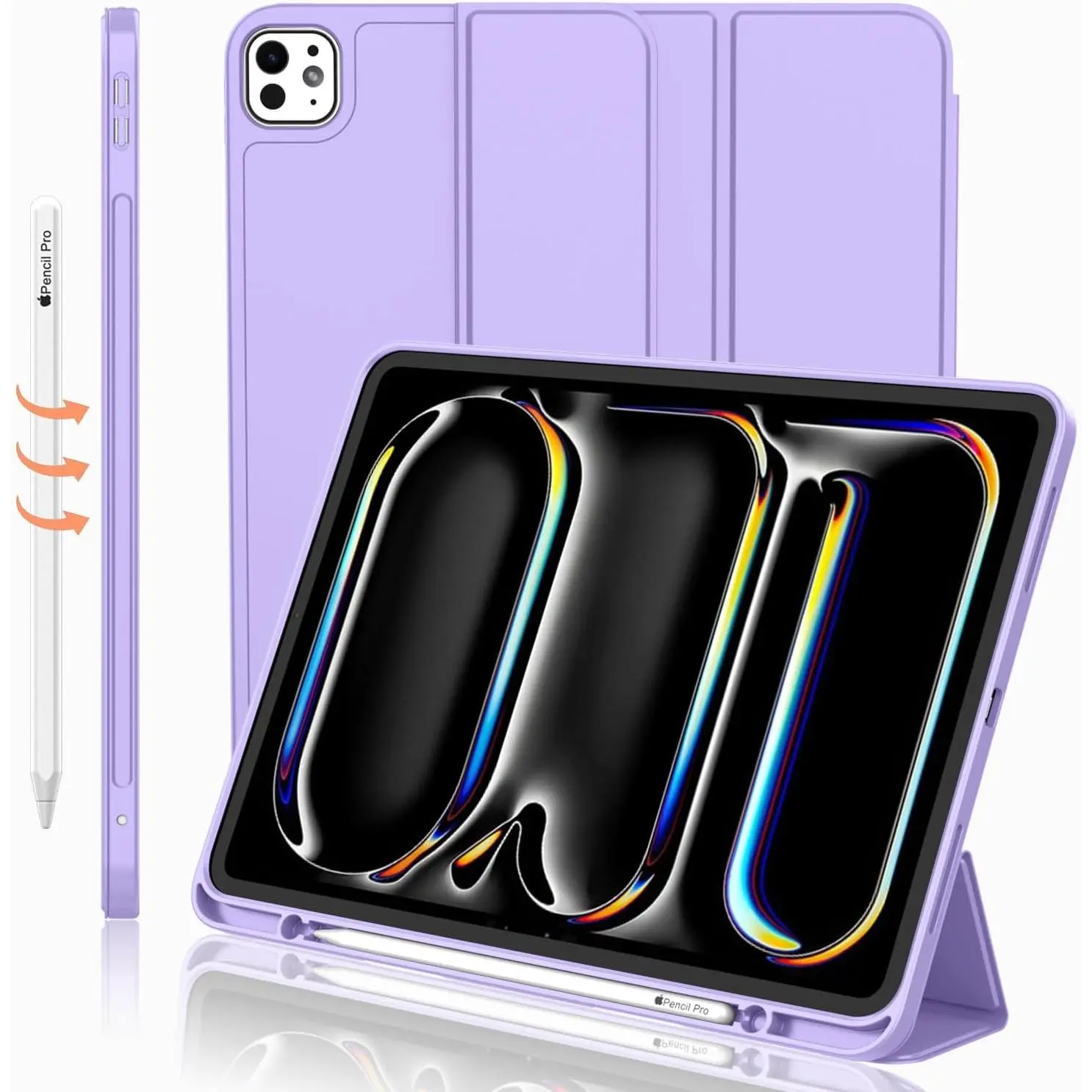 iPad Pro 13 Inch Case (M5/M4) 2025/2024 with Pencil Holder, Trifold Stand  Case with Soft TPU , Auto Wake/Sleep (Clove )